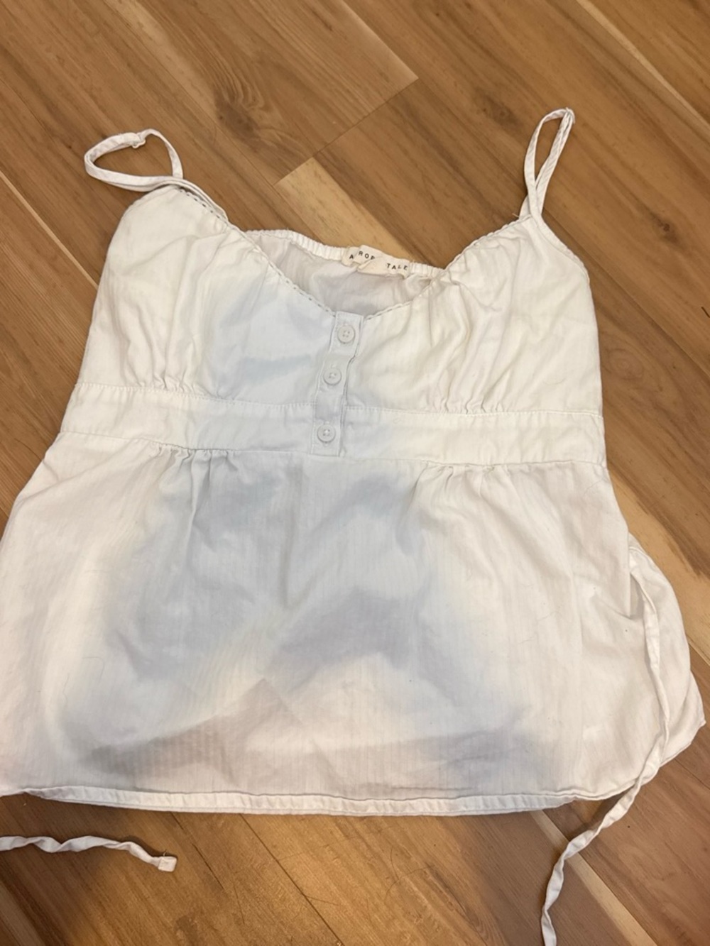 Aeropostale White Spaghetti Strap Button Babydoll Top